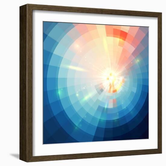 Blue Abstract Circle Tiled Background-art_of_sun-Framed Art Print
