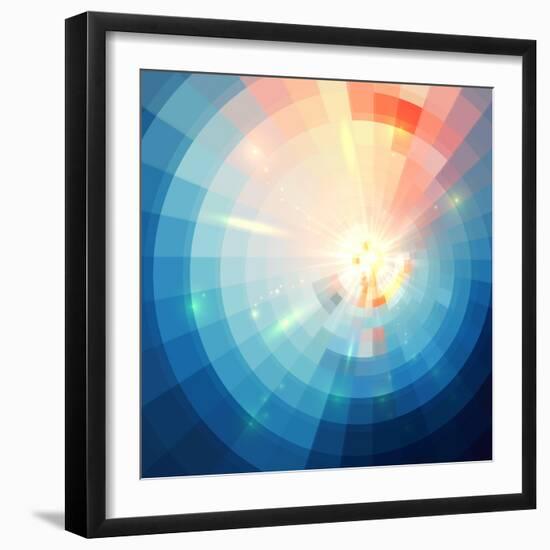 Blue Abstract Circle Tiled Background-art_of_sun-Framed Art Print