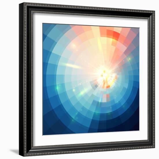 Blue Abstract Circle Tiled Background-art_of_sun-Framed Art Print