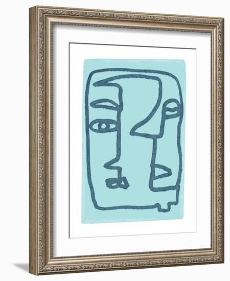 Blue Abstract Faces-Sharyn Bursic-Framed Giclee Print