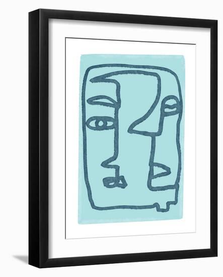 Blue Abstract Faces-Sharyn Bursic-Framed Giclee Print