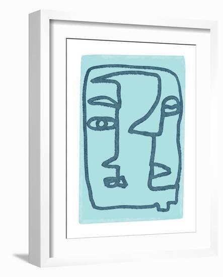 Blue Abstract Faces-Sharyn Bursic-Framed Giclee Print