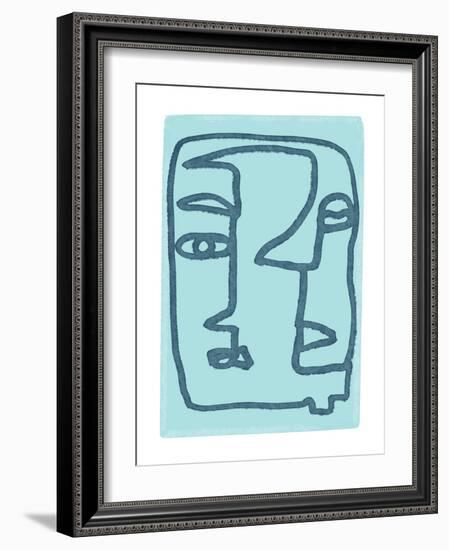 Blue Abstract Faces-Sharyn Bursic-Framed Giclee Print