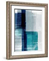 Blue Abstract V-Linda Woods-Framed Art Print