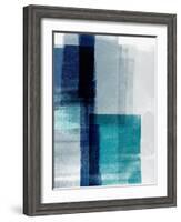 Blue Abstract V-Linda Woods-Framed Art Print
