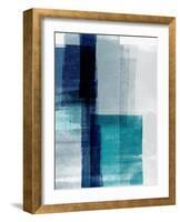 Blue Abstract V-Linda Woods-Framed Art Print