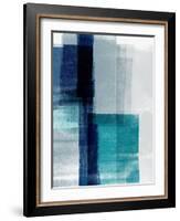 Blue Abstract V-Linda Woods-Framed Art Print