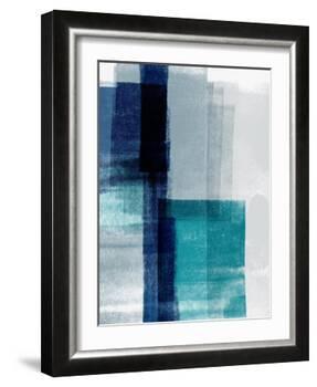 Blue Abstract V-Linda Woods-Framed Art Print