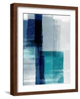Blue Abstract V-Linda Woods-Framed Art Print
