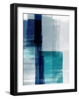 Blue Abstract V-Linda Woods-Framed Art Print