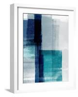 Blue Abstract V-Linda Woods-Framed Art Print