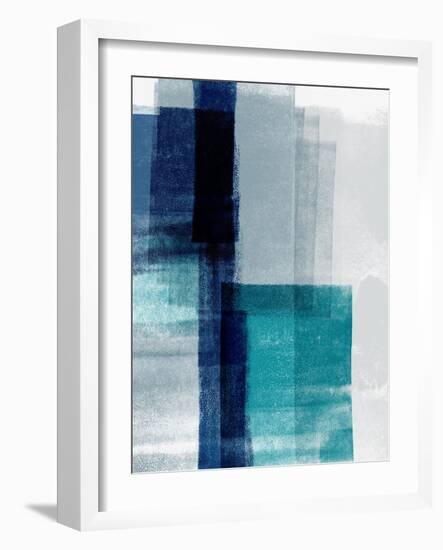 Blue Abstract V-Linda Woods-Framed Art Print