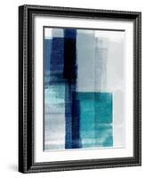 Blue Abstract V-Linda Woods-Framed Art Print