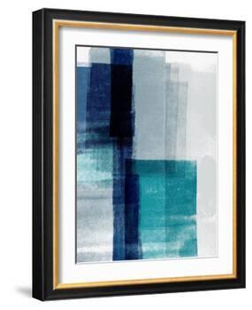 Blue Abstract V-Linda Woods-Framed Art Print