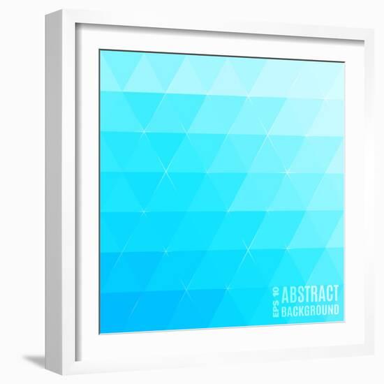 Blue Abstract Vector Triangles Background-7romawka7-Framed Art Print