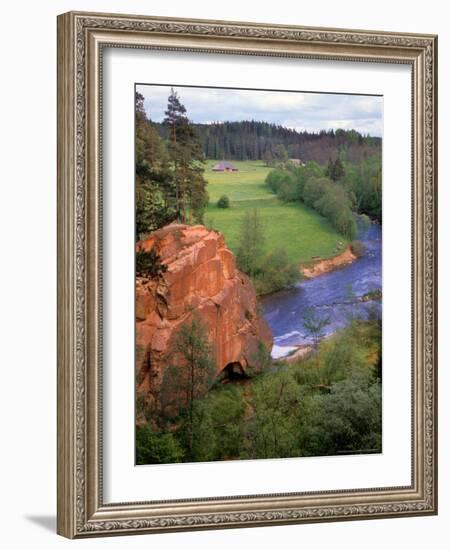 Blue Amata River Snakes through Zvartas Valley, Gauja National Park, Latvia-Janis Miglavs-Framed Photographic Print