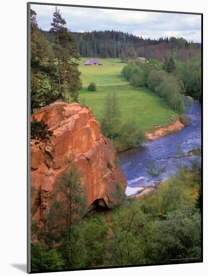 Blue Amata River Snakes through Zvartas Valley, Gauja National Park, Latvia-Janis Miglavs-Mounted Photographic Print
