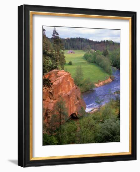 Blue Amata River Snakes through Zvartas Valley, Gauja National Park, Latvia-Janis Miglavs-Framed Photographic Print