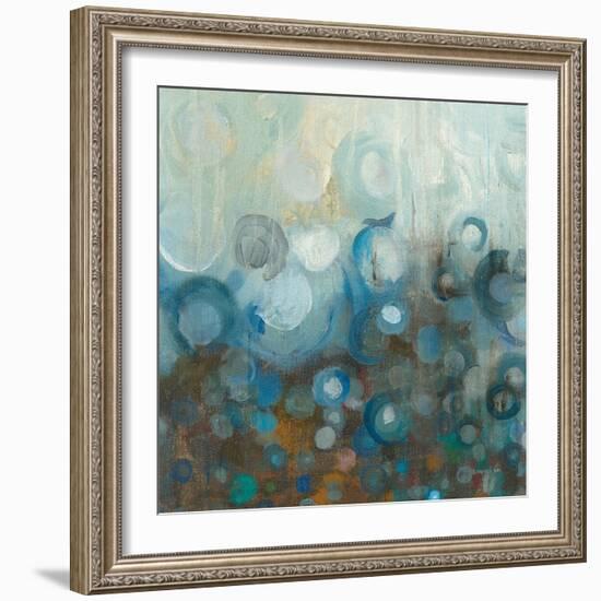 Blue and Bronze Dots VII-Danhui Nai-Framed Art Print