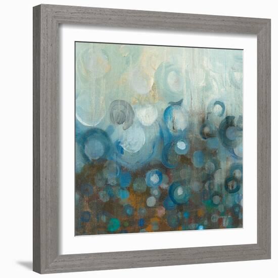 Blue and Bronze Dots VII-Danhui Nai-Framed Art Print