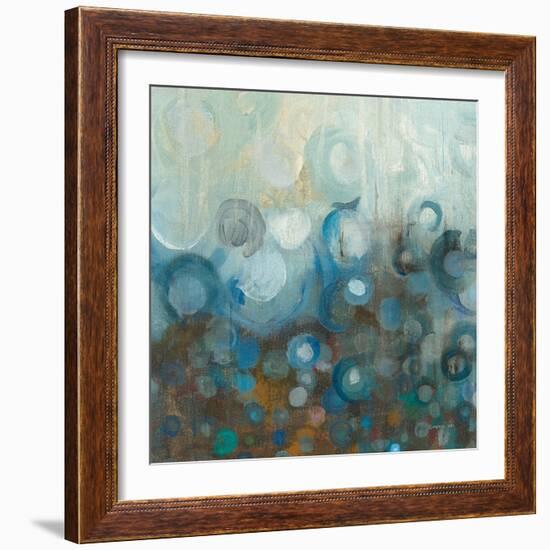 Blue and Bronze Dots VII-Danhui Nai-Framed Art Print