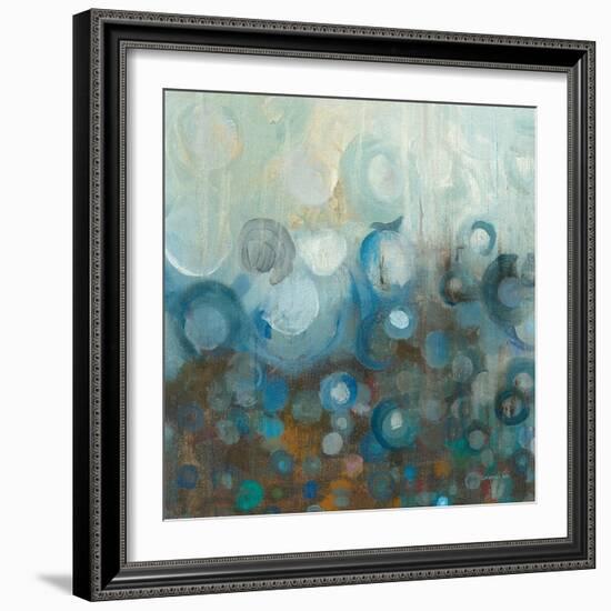 Blue and Bronze Dots VII-Danhui Nai-Framed Art Print