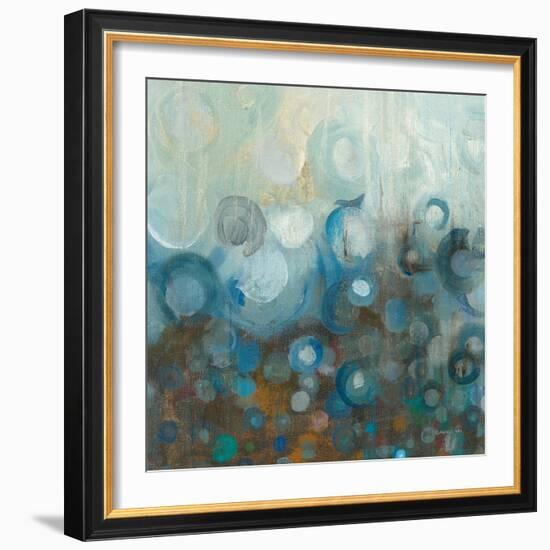 Blue and Bronze Dots VII-Danhui Nai-Framed Art Print
