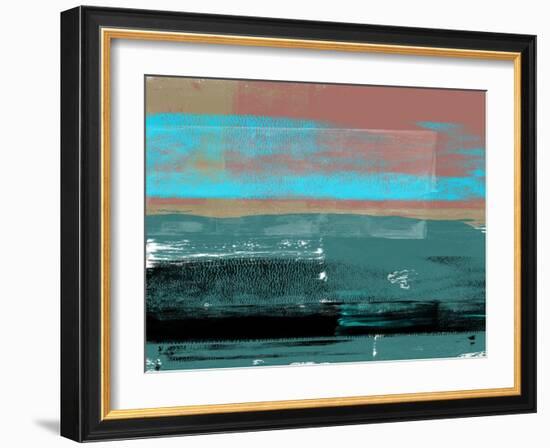 Blue and Brown Abstract Composition-Alma Levine-Framed Art Print