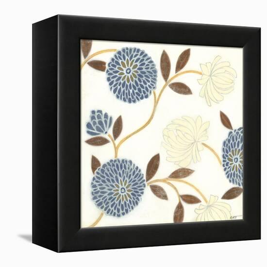 Blue and Cream Flowers on Silk II-Norman Wyatt Jr.-Framed Stretched Canvas