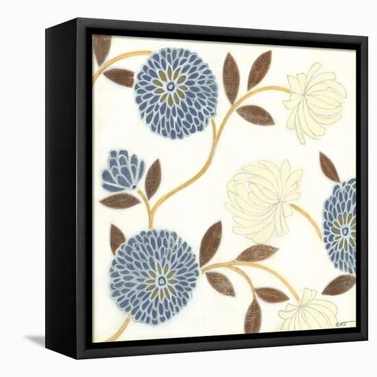 Blue and Cream Flowers on Silk II-Norman Wyatt Jr.-Framed Stretched Canvas