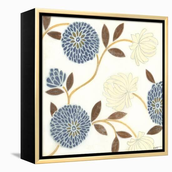 Blue and Cream Flowers on Silk II-Norman Wyatt Jr.-Framed Stretched Canvas