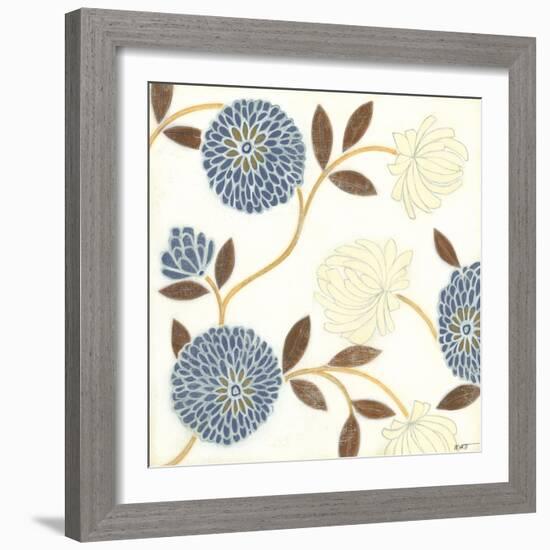 Blue and Cream Flowers on Silk II-Norman Wyatt Jr.-Framed Art Print