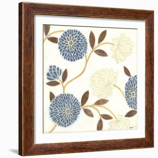 Blue and Cream Flowers on Silk II-Norman Wyatt Jr.-Framed Art Print