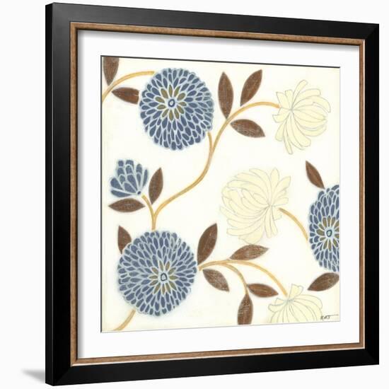 Blue and Cream Flowers on Silk II-Norman Wyatt Jr.-Framed Art Print