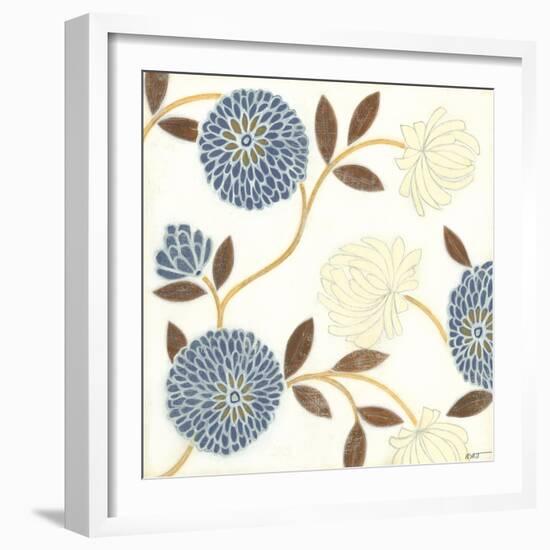 Blue and Cream Flowers on Silk II-Norman Wyatt Jr.-Framed Art Print