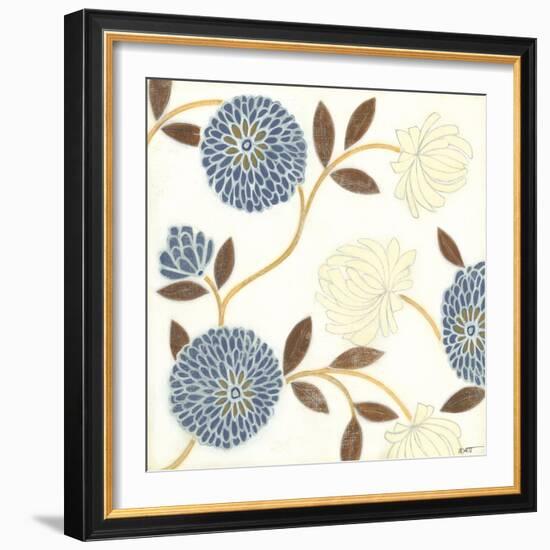 Blue and Cream Flowers on Silk II-Norman Wyatt Jr.-Framed Art Print