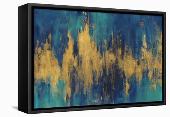 Blue and Gold Abstract Crop-Danhui Nai-Framed Stretched Canvas