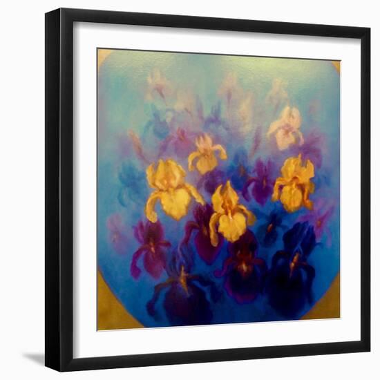 Blue and Gold Irises, 2023, (Oil on Canvas)-Lee Campbell-Framed Giclee Print