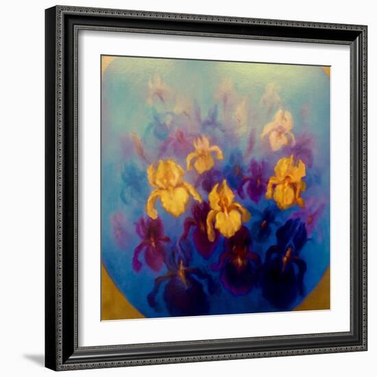 Blue and Gold Irises, 2023, (Oil on Canvas)-Lee Campbell-Framed Giclee Print