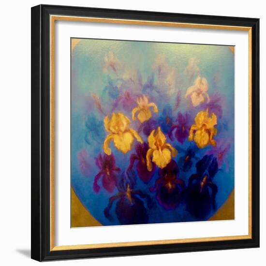 Blue and Gold Irises, 2023, (Oil on Canvas)-Lee Campbell-Framed Giclee Print