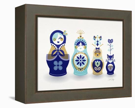 Blue and Gold Russian Dolls-Cat Coquillette-Framed Premier Image Canvas