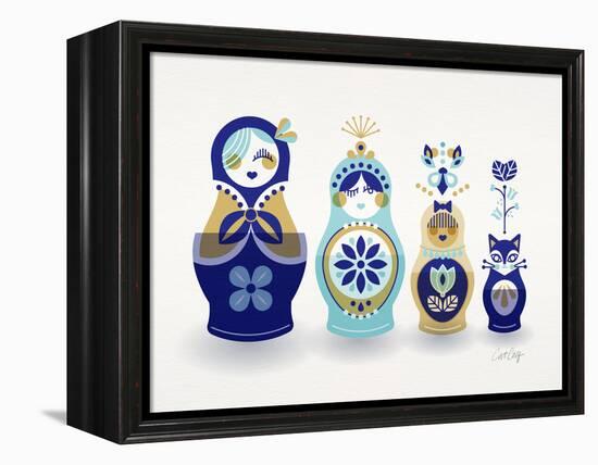 Blue and Gold Russian Dolls-Cat Coquillette-Framed Premier Image Canvas