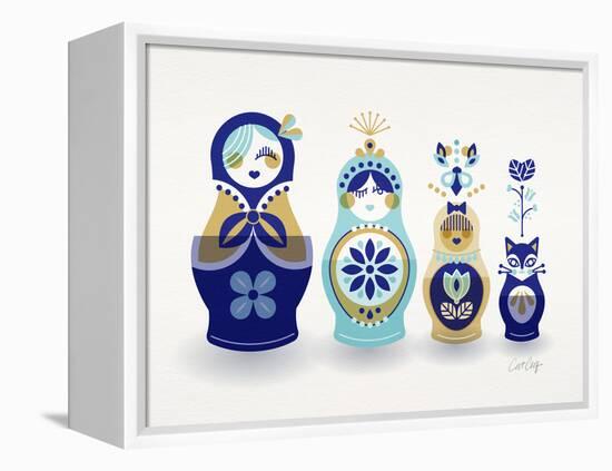 Blue and Gold Russian Dolls-Cat Coquillette-Framed Premier Image Canvas