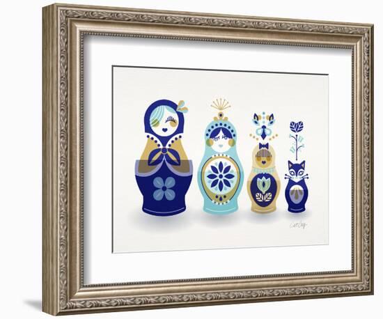 Blue and Gold Russian Dolls-Cat Coquillette-Framed Giclee Print