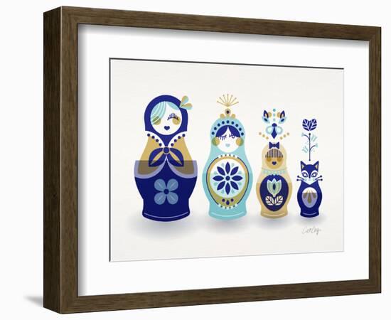 Blue and Gold Russian Dolls-Cat Coquillette-Framed Giclee Print