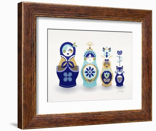 Blue and Gold Russian Dolls-Cat Coquillette-Framed Giclee Print