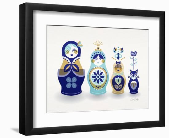 Blue and Gold Russian Dolls-Cat Coquillette-Framed Giclee Print