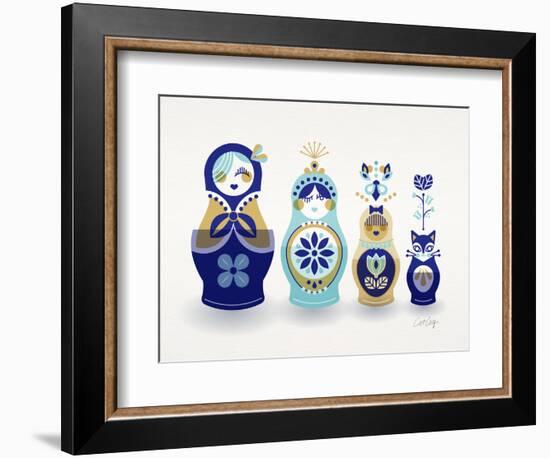 Blue and Gold Russian Dolls-Cat Coquillette-Framed Giclee Print