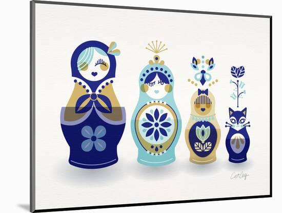 Blue and Gold Russian Dolls-Cat Coquillette-Mounted Giclee Print