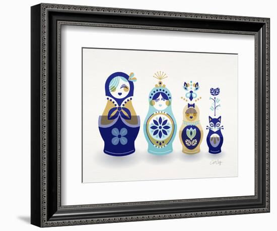 Blue and Gold Russian Dolls-Cat Coquillette-Framed Giclee Print